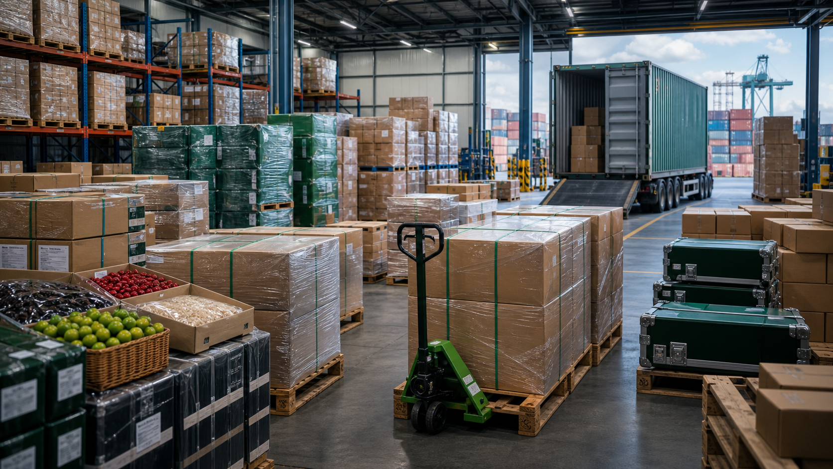 Wholesale bulk pallets and cartons staged for export